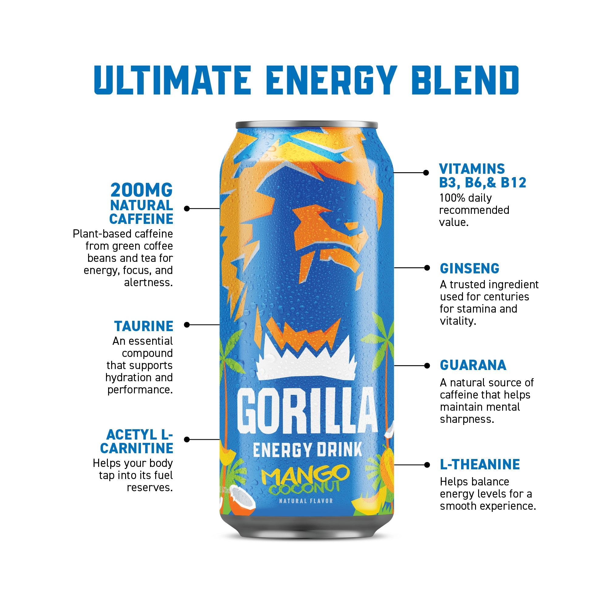 Gorilla Energy Drink, Mango Coconut