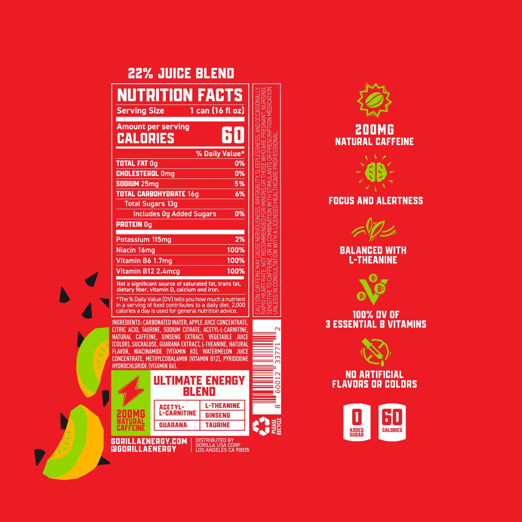 Gorilla Energy Drink, Watermelon Melon